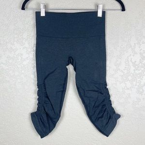 Lululemon In The Flow dark grey side ruched cropped leggings